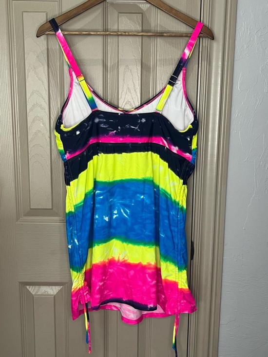 VENUS Women's Swim Top Neon Tie-Dye in Pink, Yellow & Blue, Colorful, Beach, 16 - Picture 2 of 5
